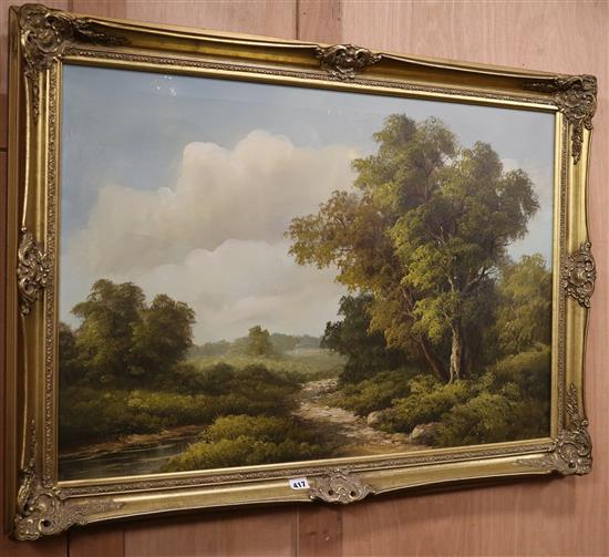 Clifton, oil on canvas, wooded landscape, signed, 60 x 90cm